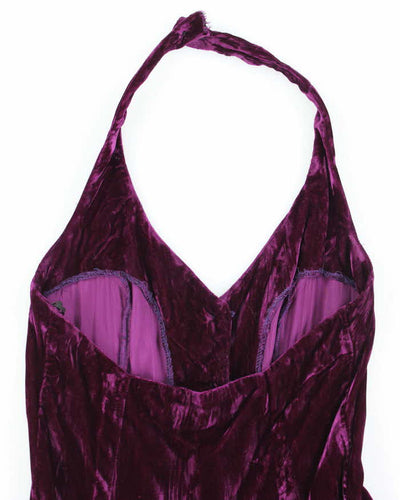 Vintage 90s Betsey Johnson Velvet Halter Neck Dress - S