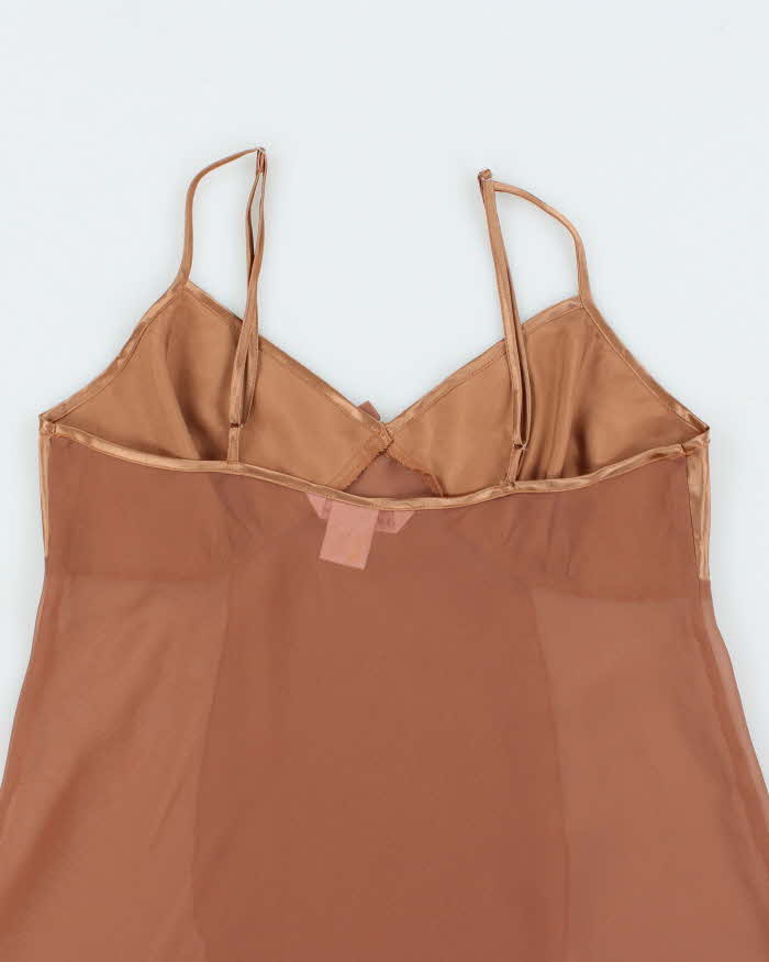 Vintage Y2k 00s La Vie En Rose Mesh Slip Dress - M