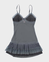Vintage Y2k 00s La Vie En Rose Mesh Pleated Slip Dress - S