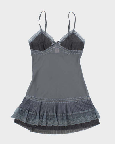 Vintage Y2k 00s La Vie En Rose Mesh Pleated Slip Dress - S
