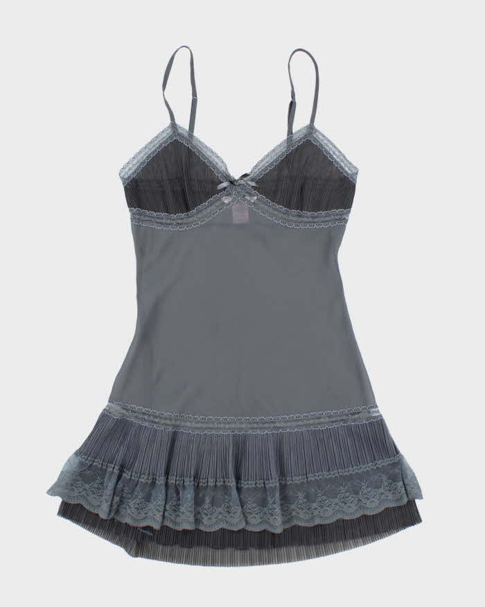 Vintage Y2k 00s La Vie En Rose Mesh Pleated Slip Dress - S