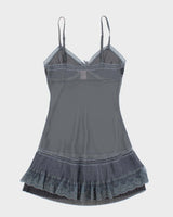 Vintage Y2k 00s La Vie En Rose Mesh Pleated Slip Dress - S