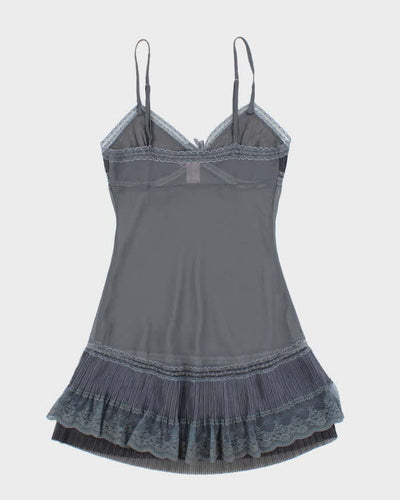 Vintage Y2k 00s La Vie En Rose Mesh Pleated Slip Dress - S