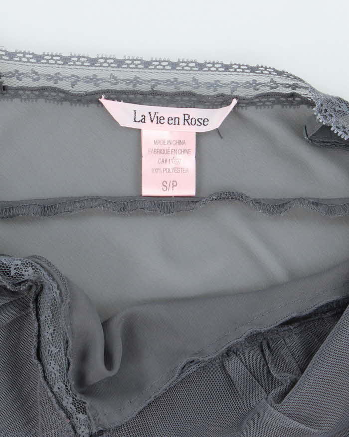 Vintage Y2k 00s La Vie En Rose Mesh Pleated Slip Dress - S