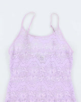 Vintage 90s La Vie En Rose Lace Slip Dress - S