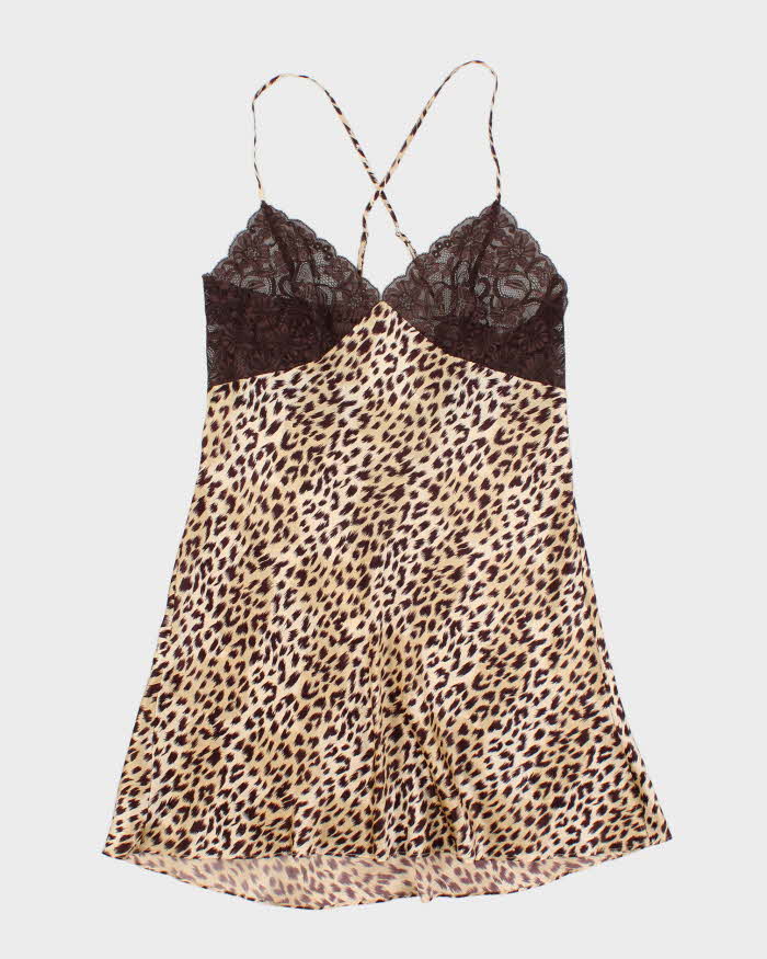 Vintage Y2k 00s La Senza Leopard Print Slip Dress - S