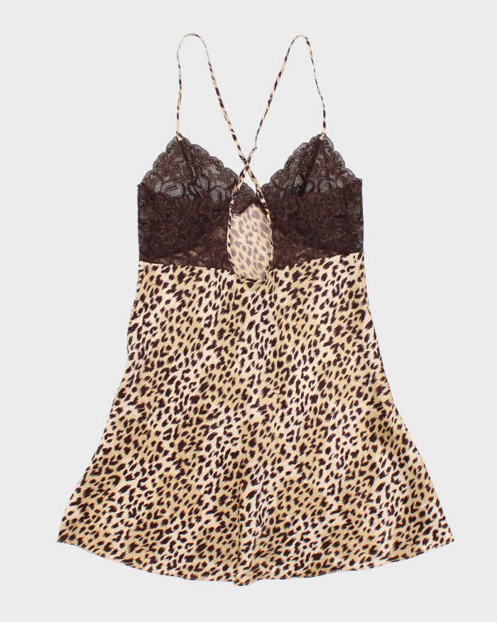 Vintage Y2k 00s La Senza Leopard Print Slip Dress - S