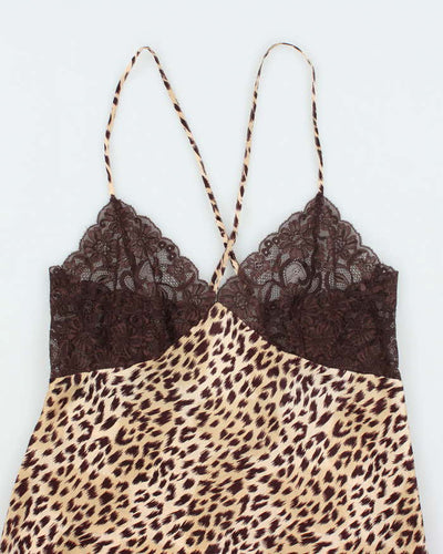 Vintage Y2k 00s La Senza Leopard Print Slip Dress - S