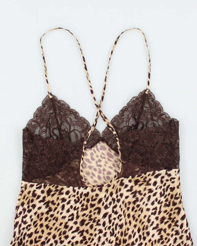Vintage Y2k 00s La Senza Leopard Print Slip Dress - S