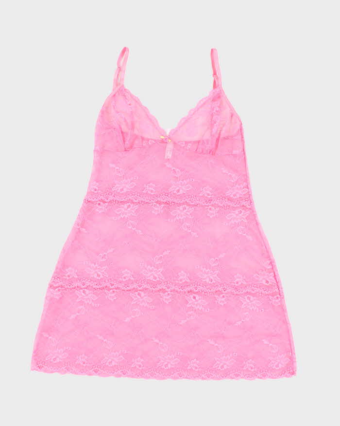 Vintage Y2k 00s Blush Lace Slip Dress -  S