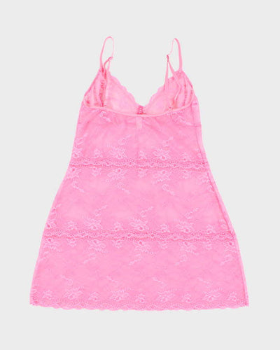 Vintage Y2k 00s Blush Lace Slip Dress -  S