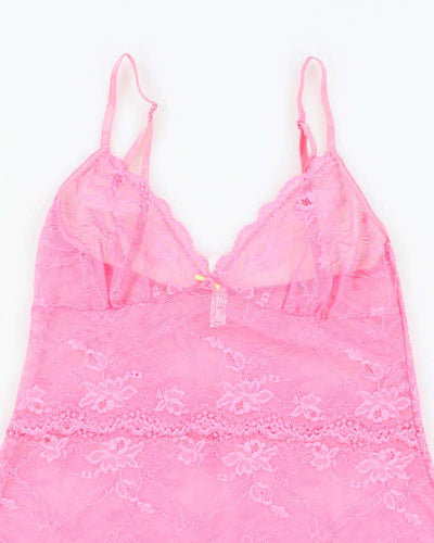 Vintage Y2k 00s Blush Lace Slip Dress -  S