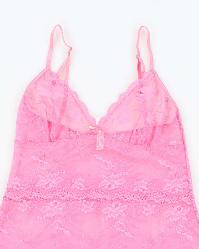 Vintage Y2k 00s Blush Lace Slip Dress -  S