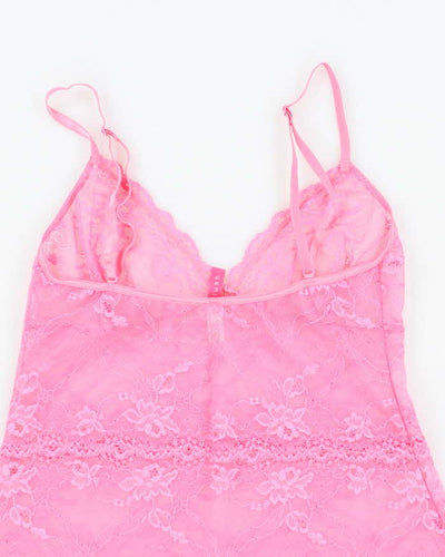 Vintage Y2k 00s Blush Lace Slip Dress -  S