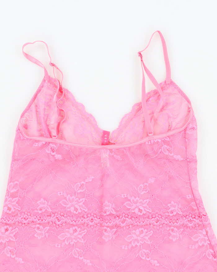 Vintage Y2k 00s Blush Lace Slip Dress -  S