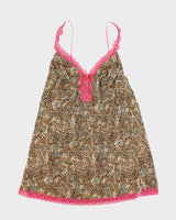 Vintage Y2k 00s Jezebel Leopard Print Slip Dress - S