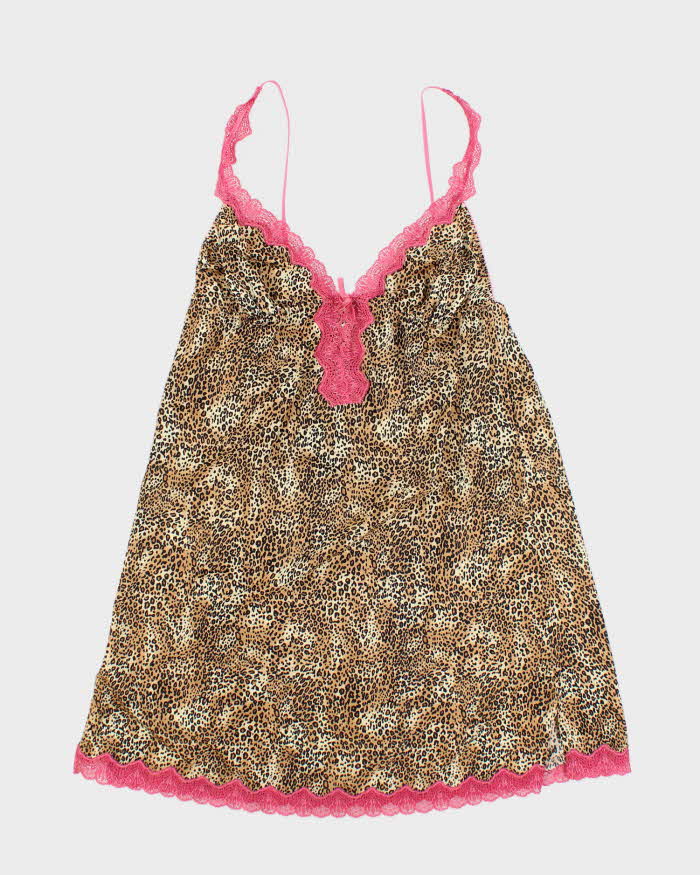 Vintage Y2k 00s Jezebel Leopard Print Slip Dress - S