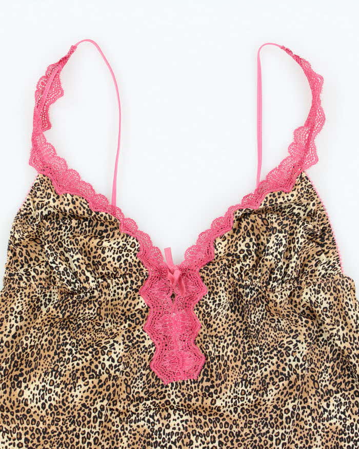 Vintage Y2k 00s Jezebel Leopard Print Slip Dress - S