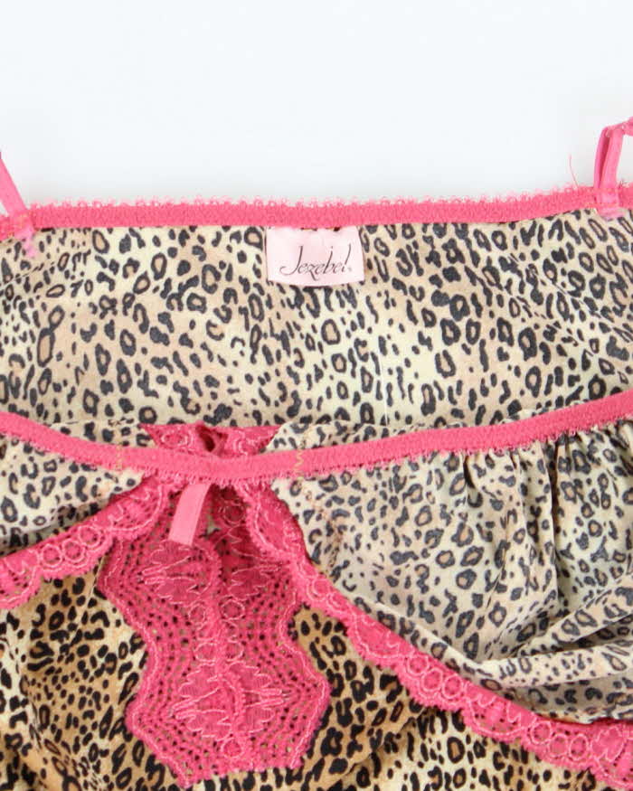 Vintage Y2k 00s Jezebel Leopard Print Slip Dress - S