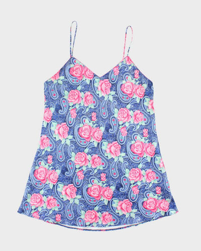 Vintage 90s Sleep Solutions Floral Satin Slip Dress - L