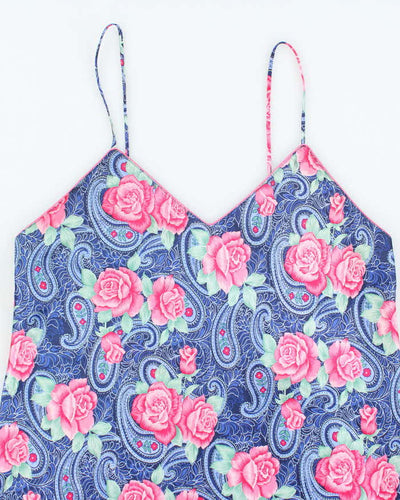 Vintage 90s Sleep Solutions Floral Satin Slip Dress - L