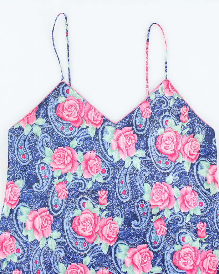 Vintage 90s Sleep Solutions Floral Satin Slip Dress - L