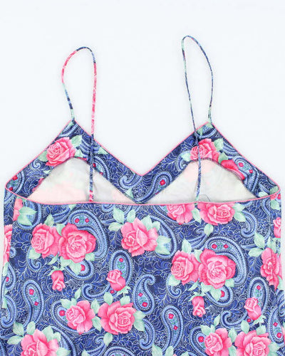 Vintage 90s Sleep Solutions Floral Satin Slip Dress - L