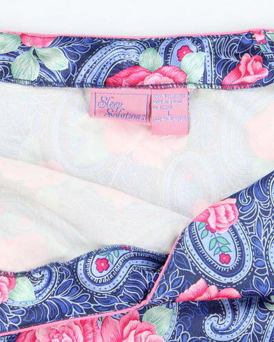 Vintage 90s Sleep Solutions Floral Satin Slip Dress - L