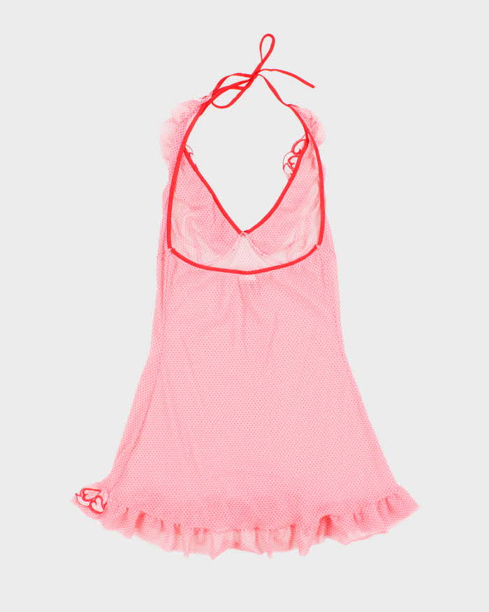 Vintage Y2k 00s Leg Avenue Mesh Polka Dot Halter Slip Dress - S