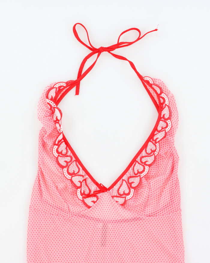 Vintage Y2k 00s Leg Avenue Mesh Polka Dot Halter Slip Dress - S