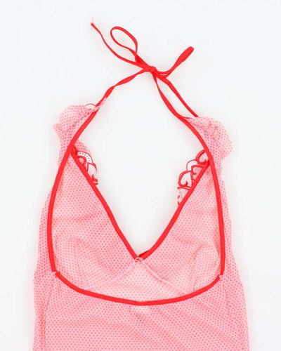 Vintage Y2k 00s Leg Avenue Mesh Polka Dot Halter Slip Dress - S