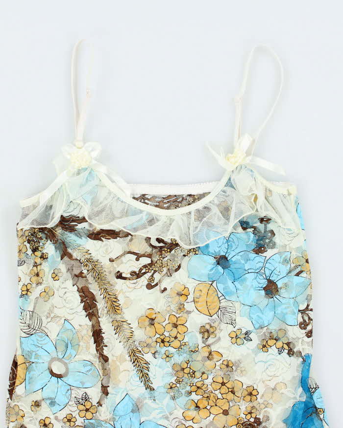 Vintage Y2k 00s Floral Lace Slip Dress - S