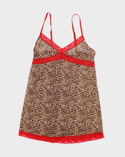 Vintage Y2k 00s Leopard Print Mesh Slip Dress - S