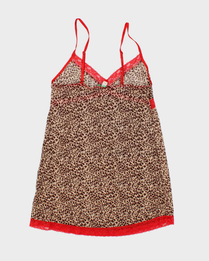 Vintage Y2k 00s Leopard Print Mesh Slip Dress - S