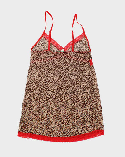 Vintage Y2k 00s Leopard Print Mesh Slip Dress - S