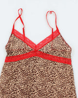 Vintage Y2k 00s Leopard Print Mesh Slip Dress - S