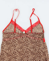 Vintage Y2k 00s Leopard Print Mesh Slip Dress - S