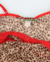 Vintage Y2k 00s Leopard Print Mesh Slip Dress - S