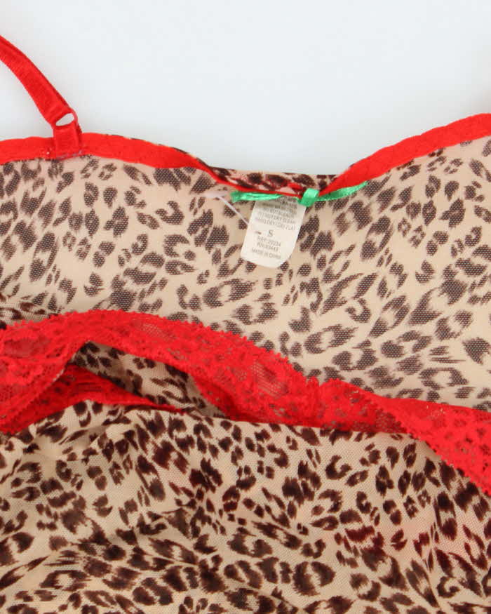 Vintage Y2k 00s Leopard Print Mesh Slip Dress - S