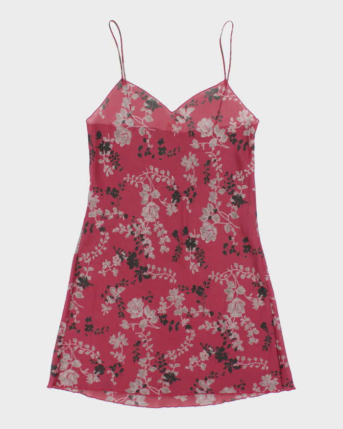 Vintage Y2k 00s Calvin Klein Floral Mesh Slip Dress - M