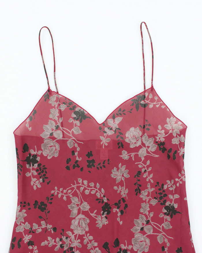Vintage Y2k 00s Calvin Klein Floral Mesh Slip Dress - M