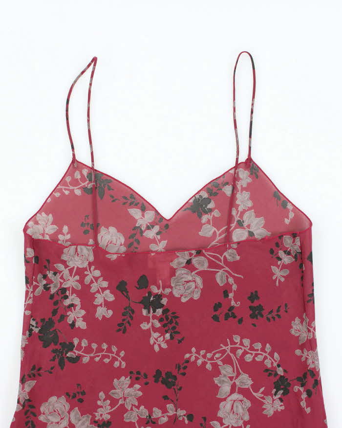 Vintage Y2k 00s Calvin Klein Floral Mesh Slip Dress - M