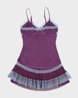 Vintage Y2k 00s La Vie En Rose Mesh Slip Dress - S
