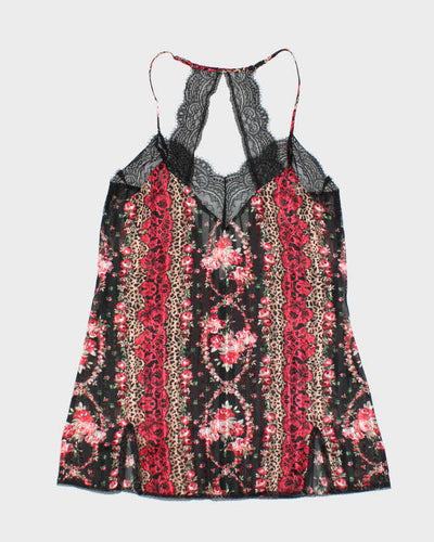 Vintage Y2k 00s In Bloom Mesh Slip Dress - M