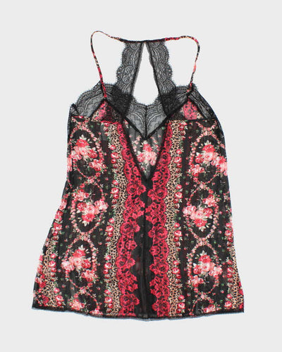 Vintage Y2k 00s In Bloom Mesh Slip Dress - M