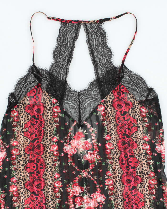 Vintage Y2k 00s In Bloom Mesh Slip Dress - M