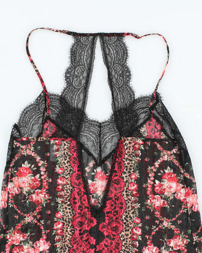 Vintage Y2k 00s In Bloom Mesh Slip Dress - M