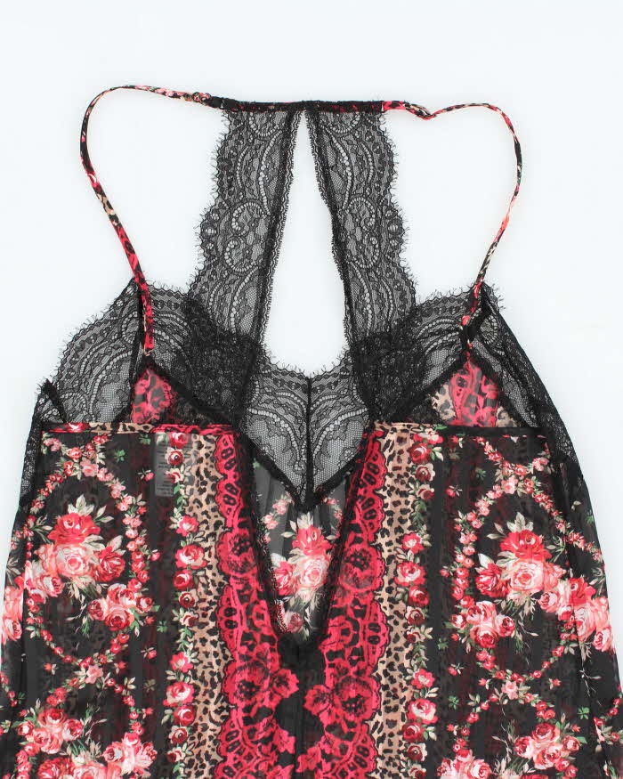 Vintage Y2k 00s In Bloom Mesh Slip Dress - M