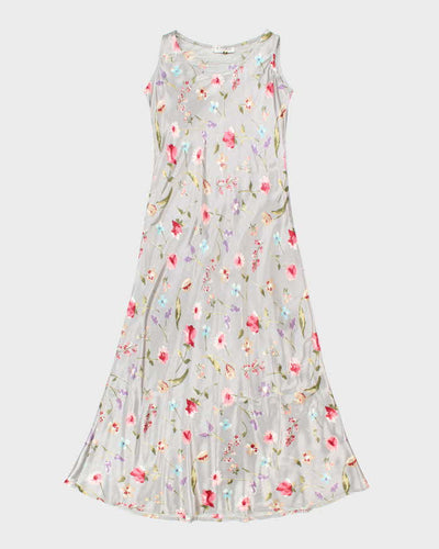 Vintage 90s Le Chateau Floral Satin Dress - M