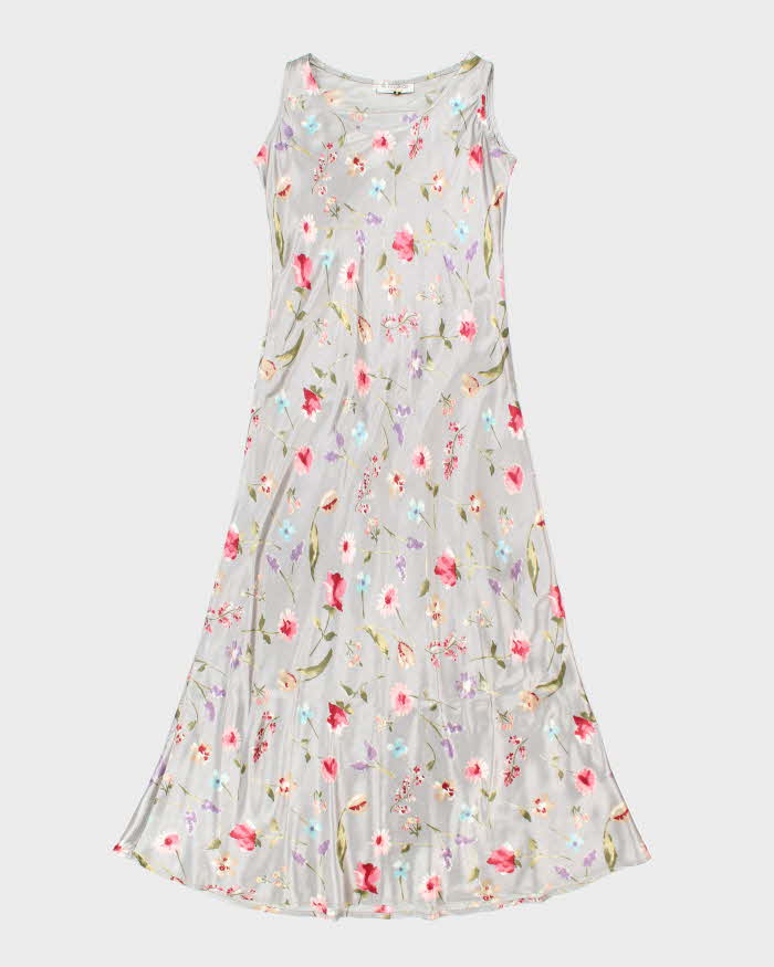 Vintage 90s Le Chateau Floral Satin Dress - M